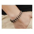 New Fashion Simple Bracelets Vintage Gold Handmade Chain Stainless Steel Leather Men Bracelet